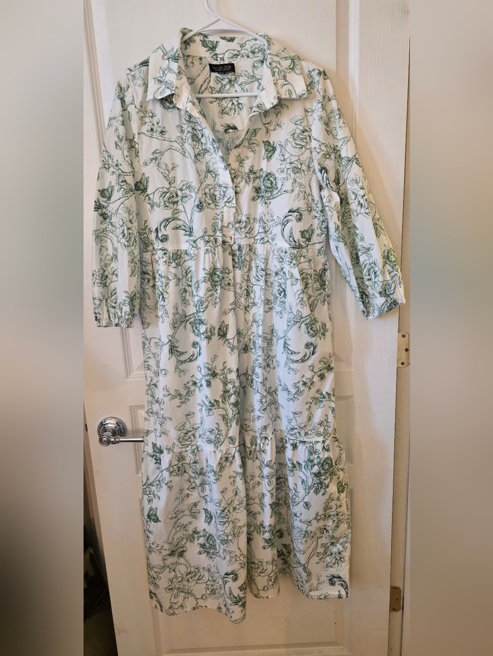 Rachel Zoe Green & White Floral Print Maxi Dress